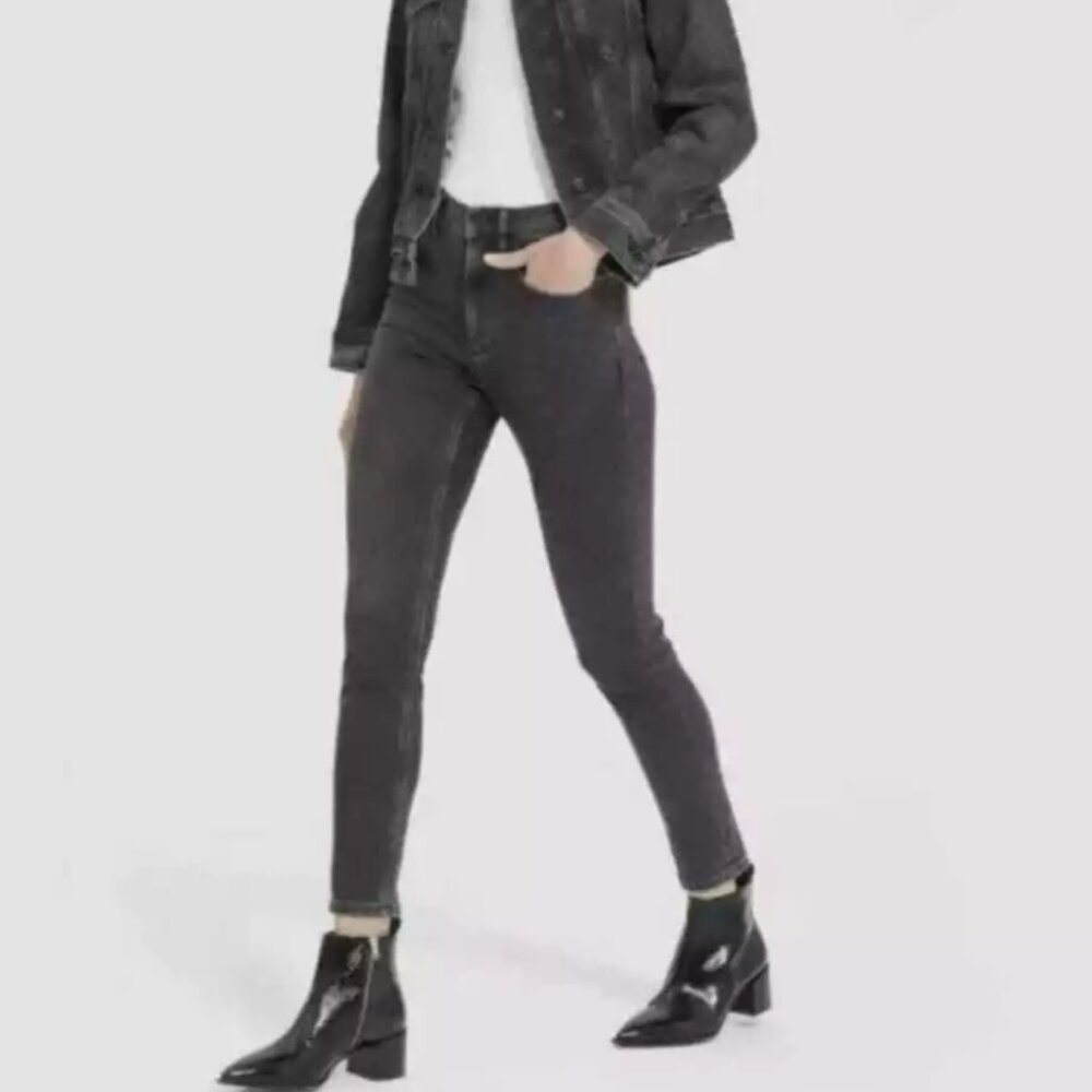 Everlane High Rise Slim Straight Cigarette Gray Ankle Jeans 23 Ankle